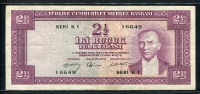 터키 Turkey 1930(1955) 2 1/2 Lira,P151, 미품