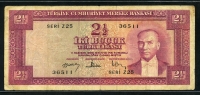 터키 Turkey 1930(1957) 2 1/2 Lira,P152, 보품