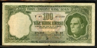 터키 Turkey 1930(1962) 100 Lira,P176,보품