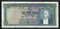 터키 Turkey 1930(1965) 5 Lira,P174, 미품