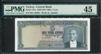 터키 Turkey 1930(1965) 5Lira,P174a,PMG 45 극미품+