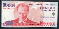 터키 Turkey 1970(1999) 10000000Lira,  10,000,000Lira, P214, 미사용