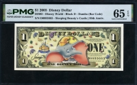 미국 2005년 $1 디즈니 달러 DIS95 디즈니월드 Block D, 덤보, 바코드,PMG 65 EPQ 완전미사용