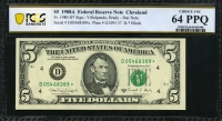 미국 1988년 A 5달러 Fr#1980-D★ 스타노트(보충권) PCGS 64 PPQ 미사용